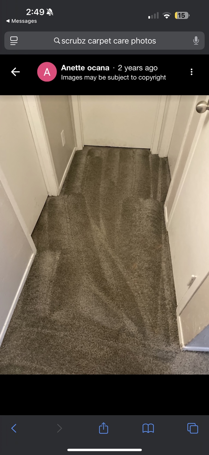 Carpeted hallway before cleaning
