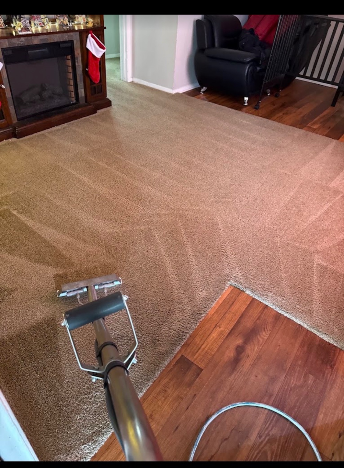 Professional carpet cleaning equipment in use